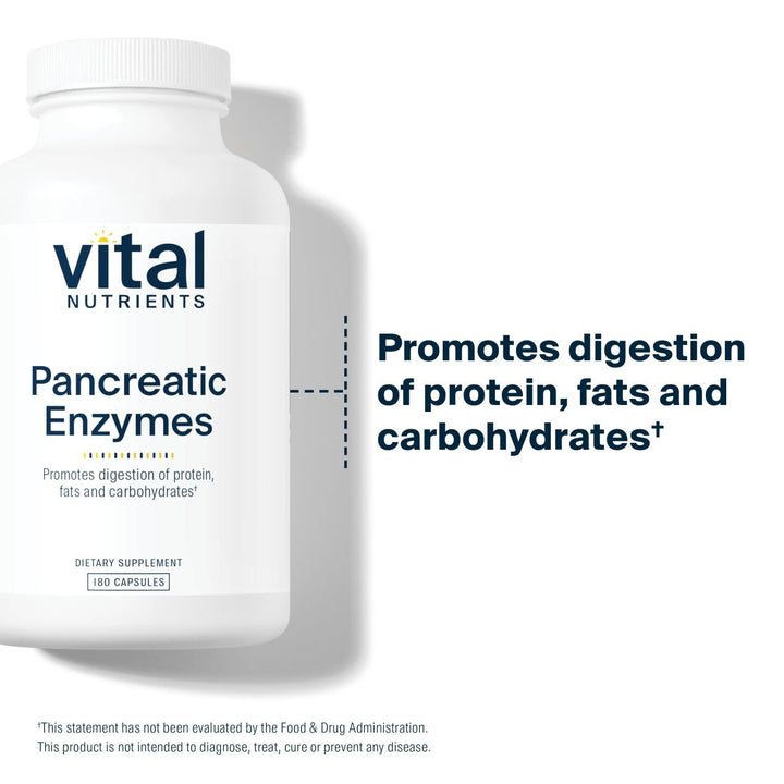 Vital Nutrients Pancreatic Enzymes 1000mg 180 Capsules - The Oasis of Health