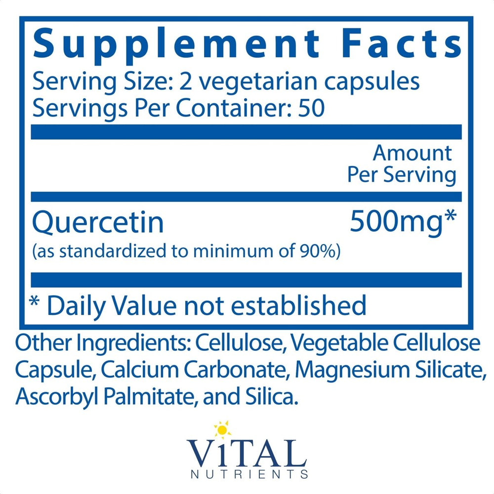 Vital Nutrients Quercetin 250mg 100 Vcaps - The Oasis of Health