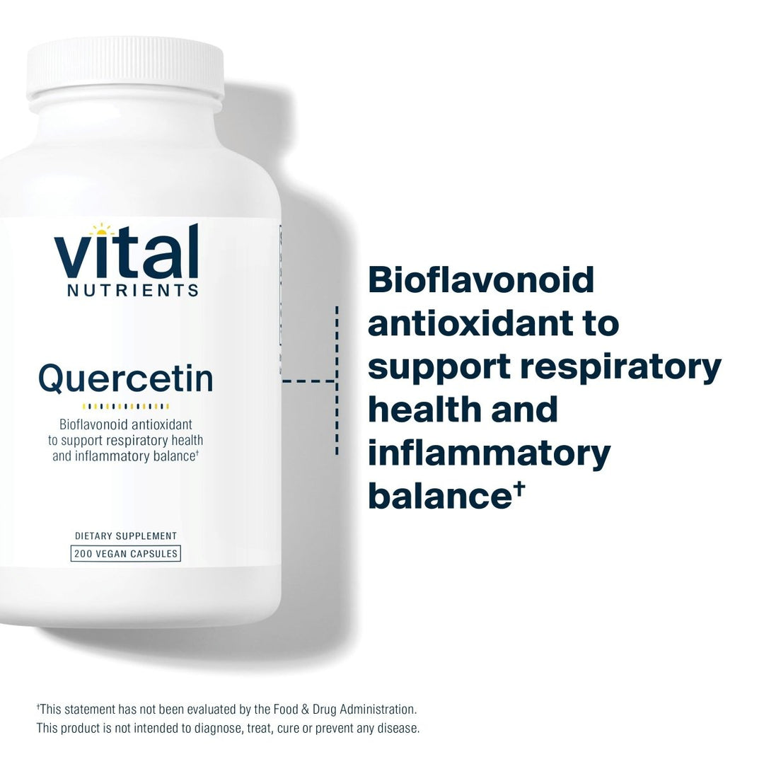 Vital Nutrients Quercetin | Vegan Quercetin Supplement with Bioflavonoids for Sinus, Respiratory, Heart, & Immune Function Support | Gluten, Dairy, Soy Free | 500mg | 200 Capsules - The Oasis of Health