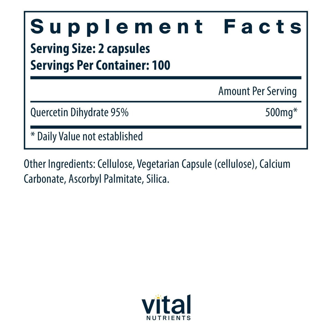 Vital Nutrients Quercetin | Vegan Quercetin Supplement with Bioflavonoids for Sinus, Respiratory, Heart, & Immune Function Support | Gluten, Dairy, Soy Free | 500mg | 200 Capsules - The Oasis of Health
