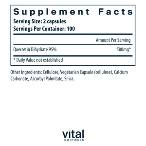 Vital Nutrients Quercetin | Vegan Quercetin Supplement with Bioflavonoids for Sinus, Respiratory, Heart, & Immune Function Support | Gluten, Dairy, Soy Free | 500mg | 200 Capsules - The Oasis of Health