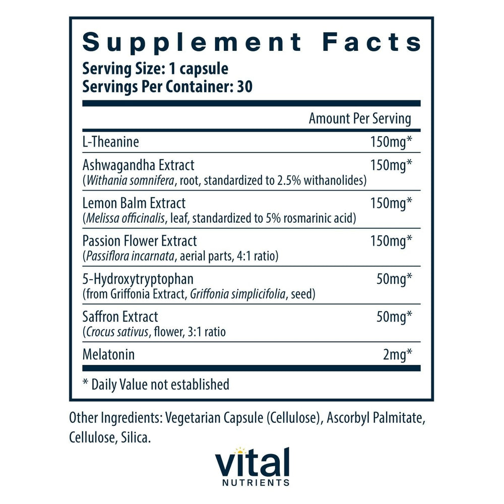 Vital Nutrients Sleep + Recover | Vegan Sleep Supplement |Sleep Support | Melatonin, Ashwagandha, & L - Theanine | Gluten, Dairy, and Soy Free | 30 Capsules - The Oasis of Health