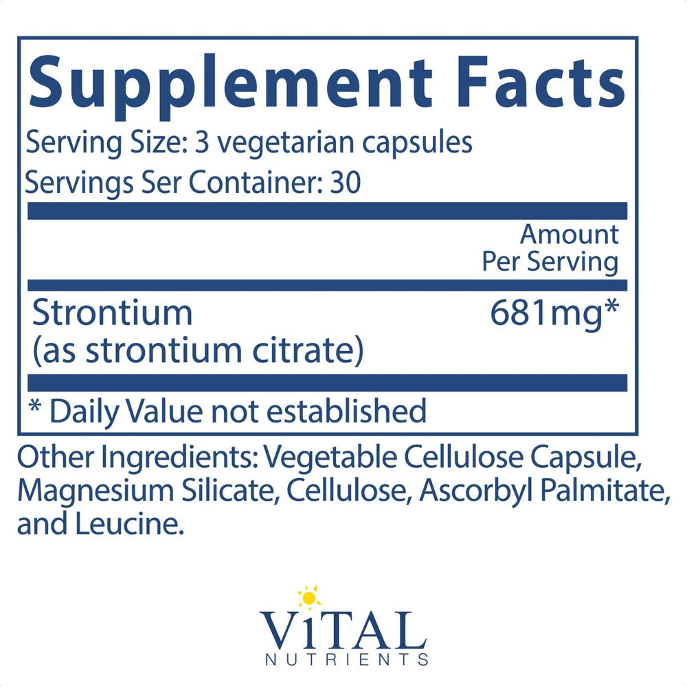 Vital Nutrients Strontium Citrate 227 mg 90 Vcaps - The Oasis of Health