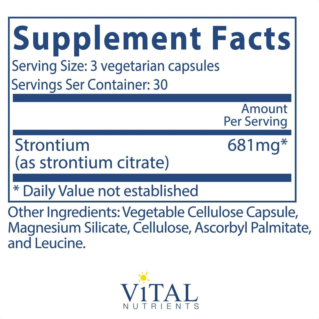 Vital Nutrients Strontium Citrate 227 mg 90 Vcaps - The Oasis of Health