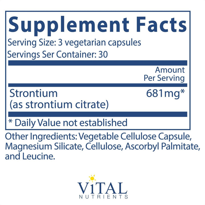 Vital Nutrients Strontium Citrate 227 mg 90 Vcaps - The Oasis of Health