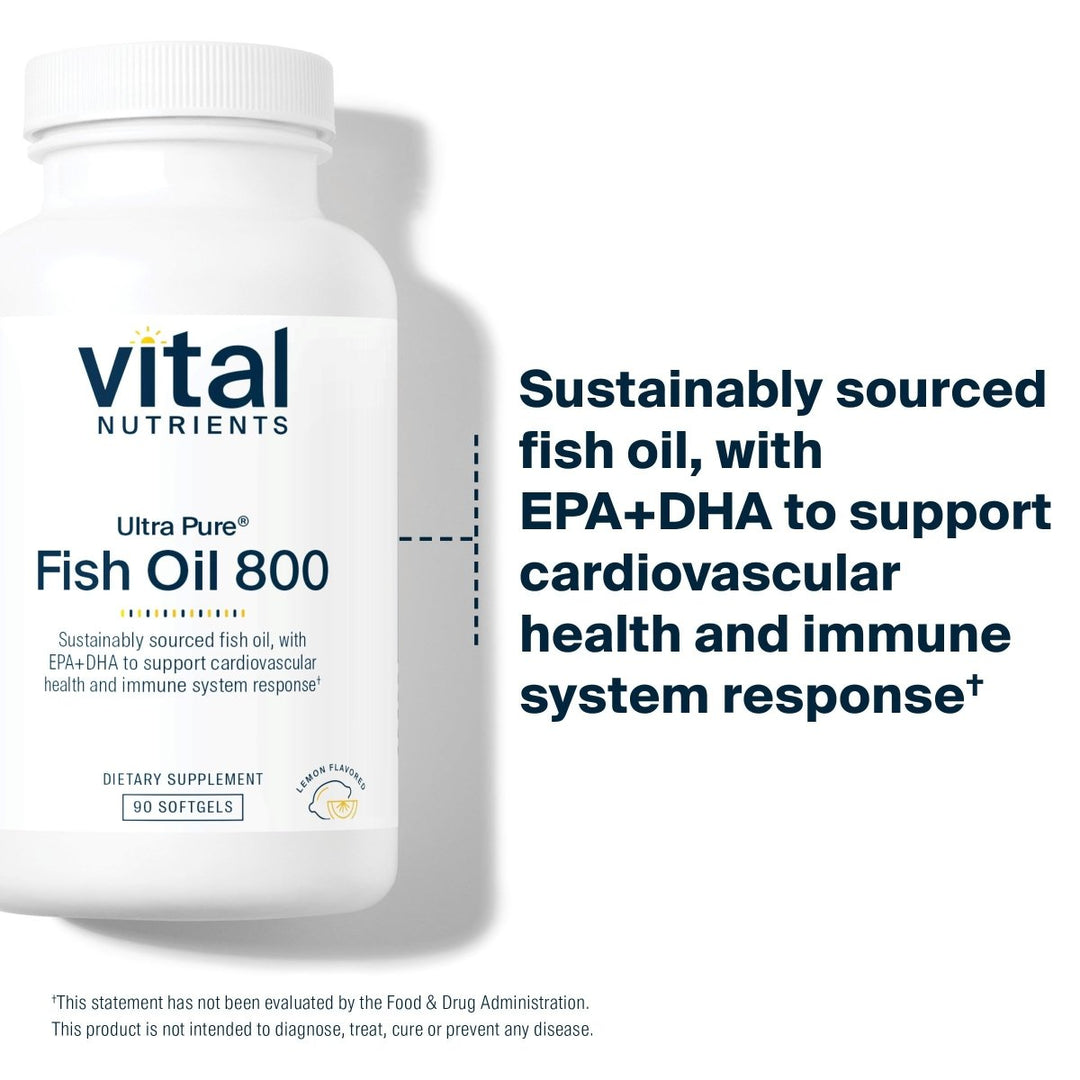 Vital Nutrients Ultra Pure Fish Oil 800 Lemon 90 Softgels - The Oasis of Health