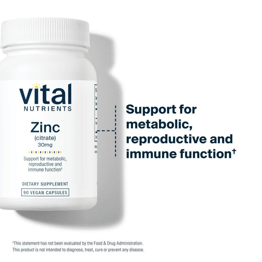 Vital Nutrients Zinc Citrate 30mg 90 Vcaps - The Oasis of Health