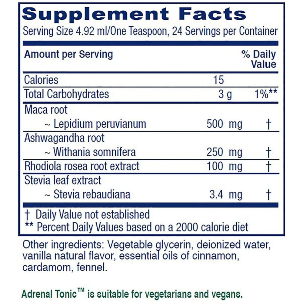 Vitanica Adrenal Tonic, Adrenal Supplement & Support, Alcohol Free, Vegan/Vegetarian, Chai Spice Flavor, 4 Ounce - The Oasis of Health