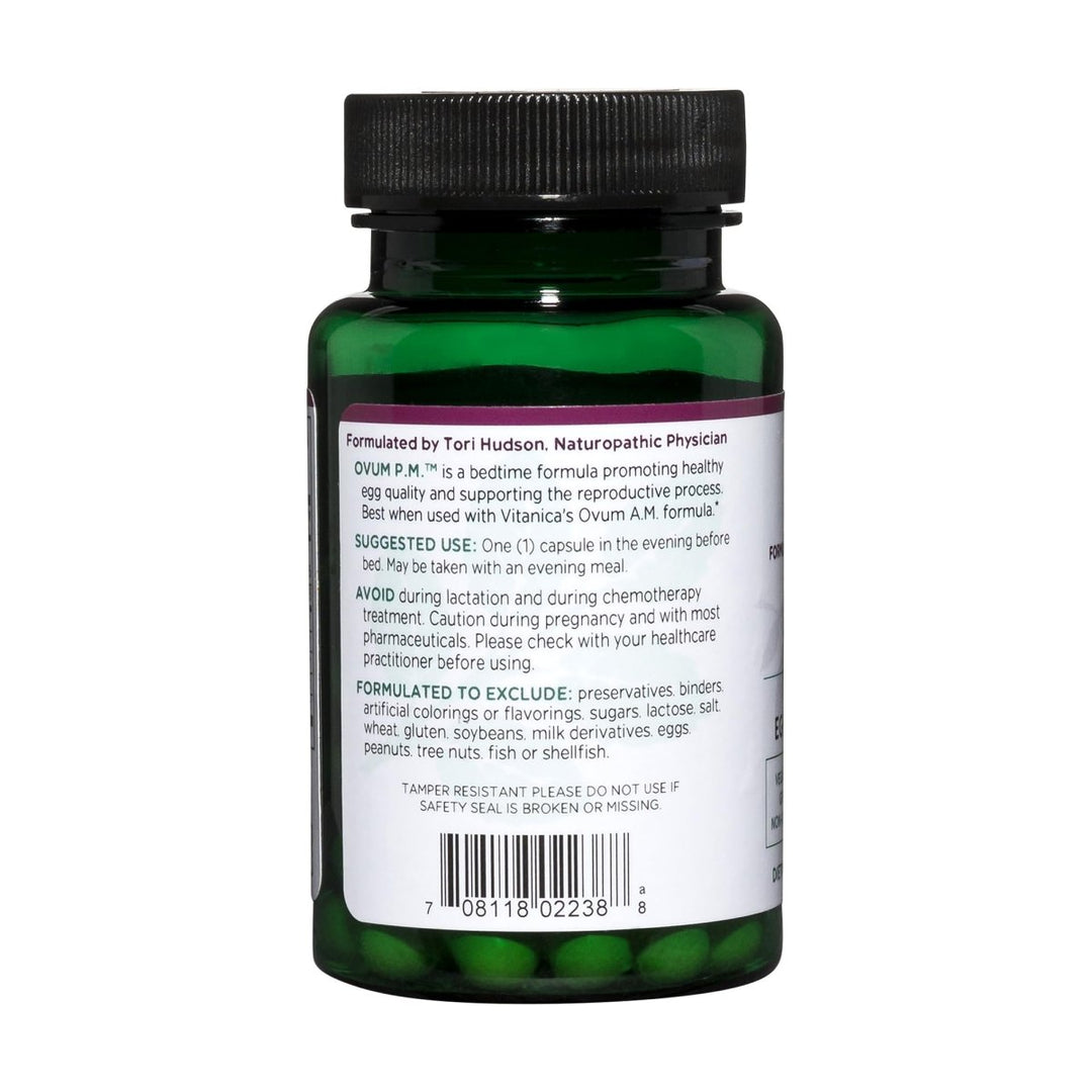 Vitanica Ovum P.M. - Egg Quality Support with Vitamin D3, Alpha Lipoic Acid & Melatonin - Works Best with Ovum A.M. - Herbal Dietary Supplement for Women's Health - Consumer Line - 30 Vegan Caps - The Oasis of Health