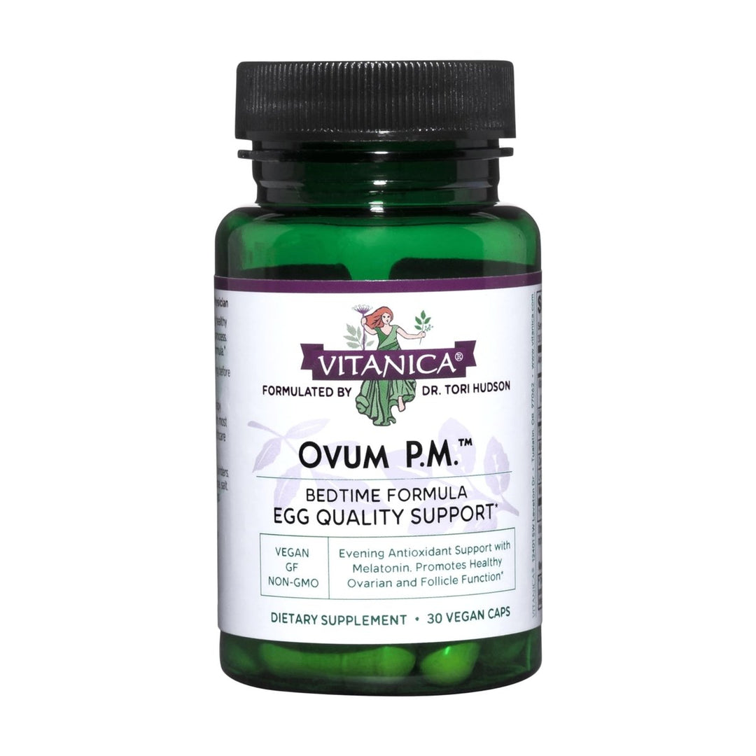 Vitanica Ovum P.M. - Egg Quality Support with Vitamin D3, Alpha Lipoic Acid & Melatonin - Works Best with Ovum A.M. - Herbal Dietary Supplement for Women's Health - Consumer Line - 30 Vegan Caps - The Oasis of Health