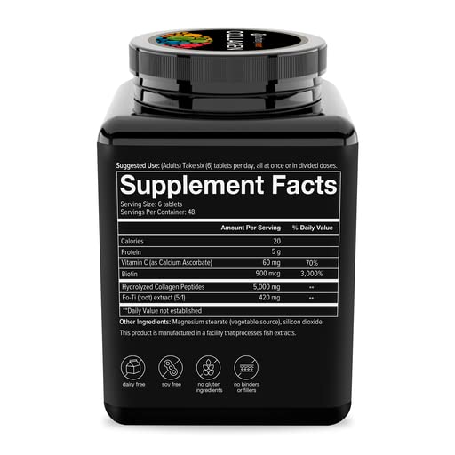 Youtheory Men's Collagen - 5,000 mg Collagen - Daily Collagen Supplements for Men - Hair & Skin Support* - Gluten, Soy & Dairy Free - 290 Tablets - The Oasis of Health