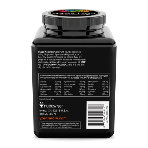 Youtheory Men's Collagen - 5,000 mg Collagen - Daily Collagen Supplements for Men - Hair & Skin Support* - Gluten, Soy & Dairy Free - 290 Tablets - The Oasis of Health